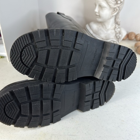 Scotch & Soda Black Leather Aubri Knee High Tall Chelsea Lug Sole 38/7.5 - Picture 7 of 11